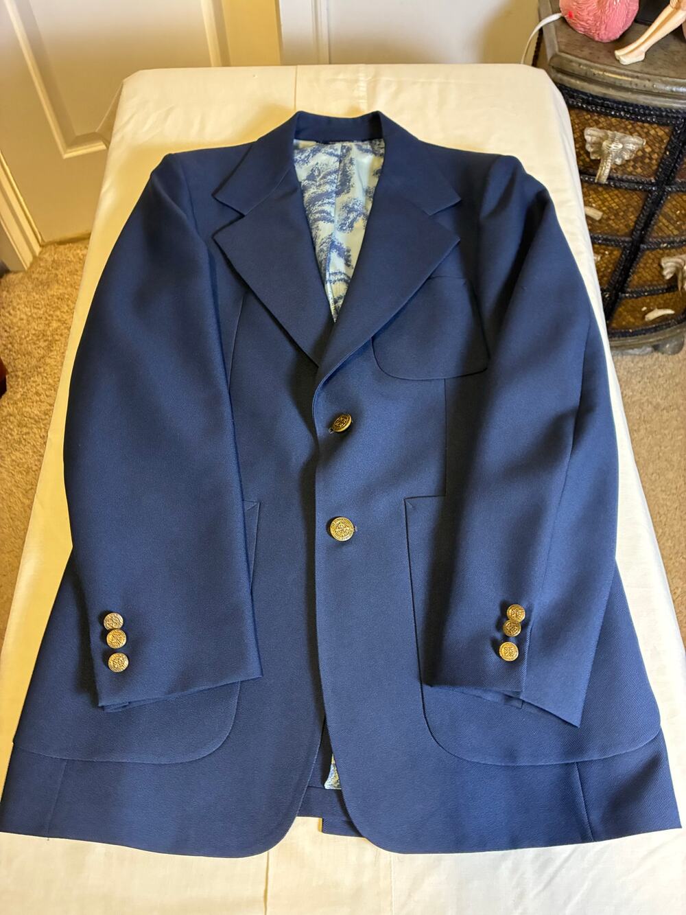 Vintage Engels Navy Blazer Gold Buttons Wool USA Mens Sport Coat Select Editions